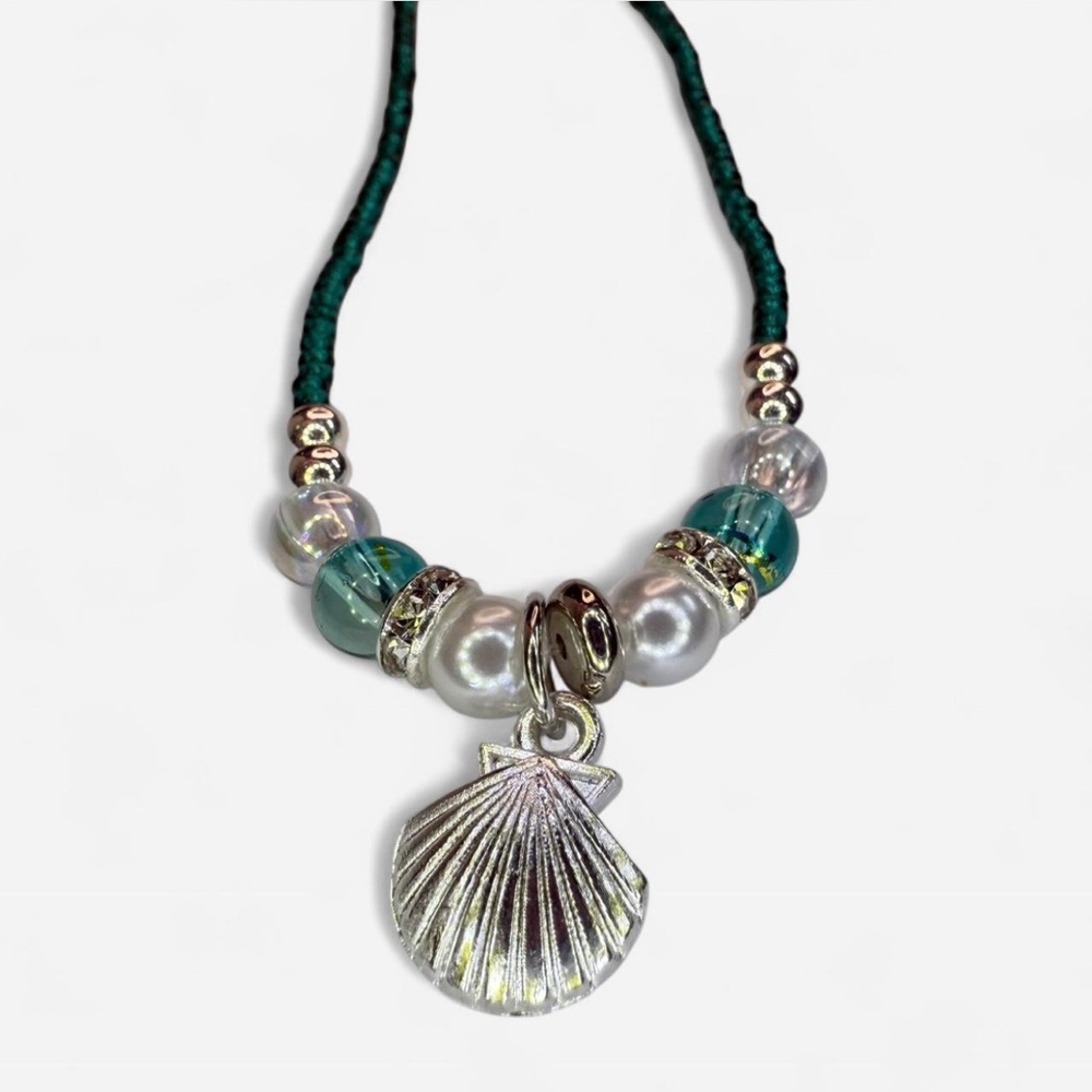 Blue/Green Shell and Pearl Handmade Necklace